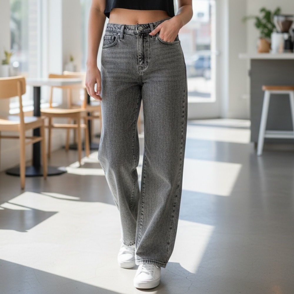 Gray Stone Washed Vintage Straight Leg Jeans